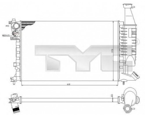 Ψυγείο νερού κινητήρα TYC 7050069